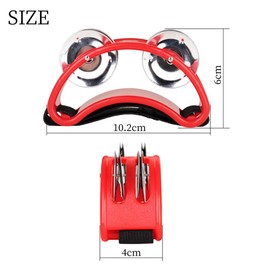 Damaiyyy Foot Tambourine, Foot Tambourine Percussion Musical Instrument with Metal Bells, Bell for Arms and Feet Instrument Accessories (Red)