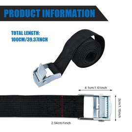 QZTYTY 2PCS Tie Down Straps, Cam Straps, Adjustable Kayak Straps Roof Rack Cinch Strap Ratchet Straps, 3.3Ft Lashing Straps Car Accessories Universal for Cargo, Trucks, Luggage, Trailer (2.5cm*1m)