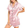 Leikar Womens Silk Satin Pajamas Shorts Set Bride Pajamas Button