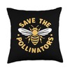 Bee Pollinator Garden Wildlife Flowers Bee Throw Pillow
