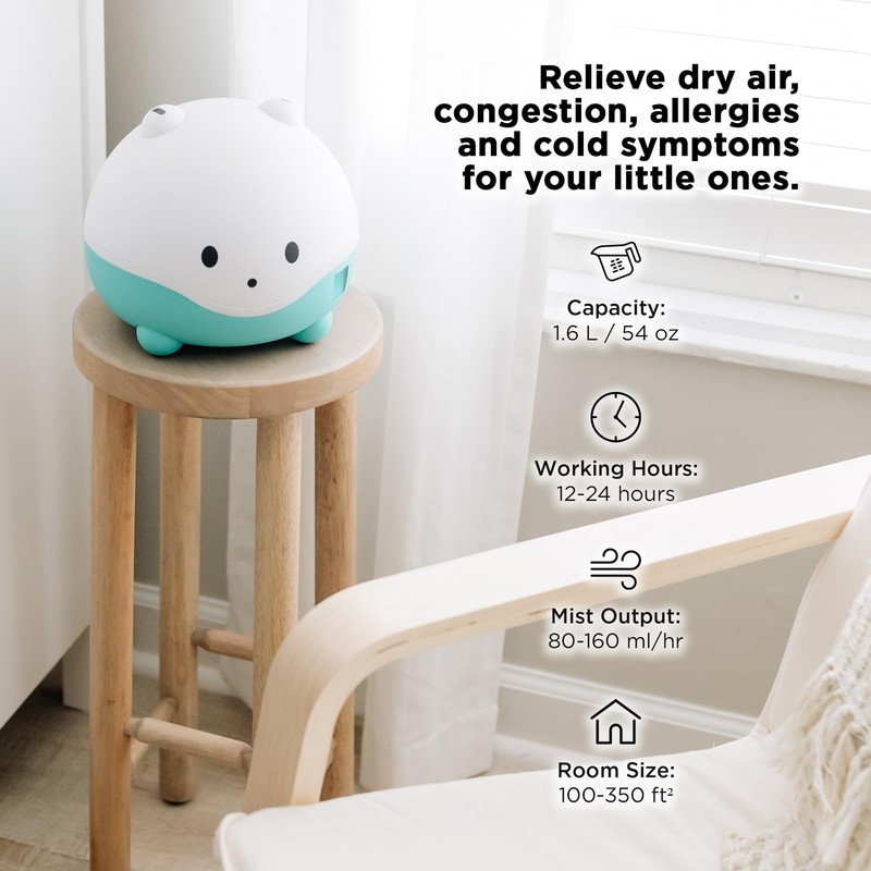 LittleHippo WISPI 3-in-1 Humidifier, Diffuser & Night Light for Baby/Kids