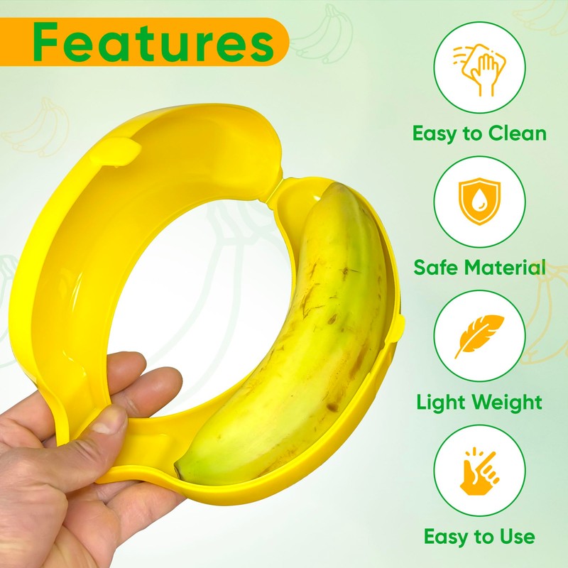 Banana Holder Case | Reusable Plastic Banana Container for Lunchbox,