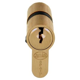 Amig - Security Cylinder | Door Lock | Double Clutch Cylinder | Long Cam | Includes 3 Keys | Matte Brass | Measurements: 70 (35-35 mm)