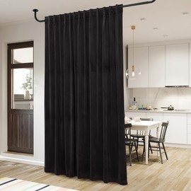 StangH Black Backdrop Curtains 96 inches Long - Thermal Insulated Velvet Drapes for Sliding Door, Blackout Bedroom Window Curtains for Theater/Living Room/Sun Room, Black, W100 x L96, 1 Panel