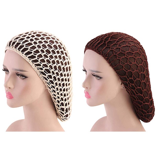 Minkissy Mesh Hair Wrap 2 Pieces Crochet Hat Sleeping Hat Hair Protection Snooze Trunk Bonnet Cap Hat Cover for M (Picture 4) Night Hat