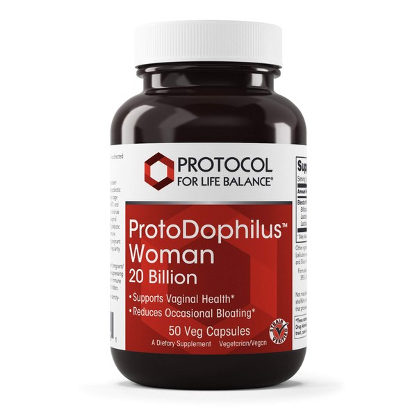 PROTOCOL FOR LIFE BALANCE - ProtoDophilus Woman 20 Billion - Supports Vaginal Health, Helps to Reduce Occasional Bloating, Supports Immune System, Gastrointestinal Regularity - 50 Veg Capsules
