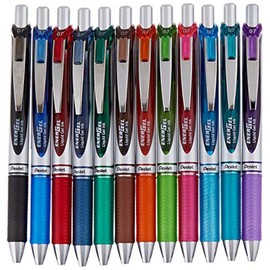 Pentel Gel Ink Pen, EnerGel RTX Retractable (0.7mm) Medium Point, Assorted Gel Ink Colors, 12 Pk (BL77BP12M)