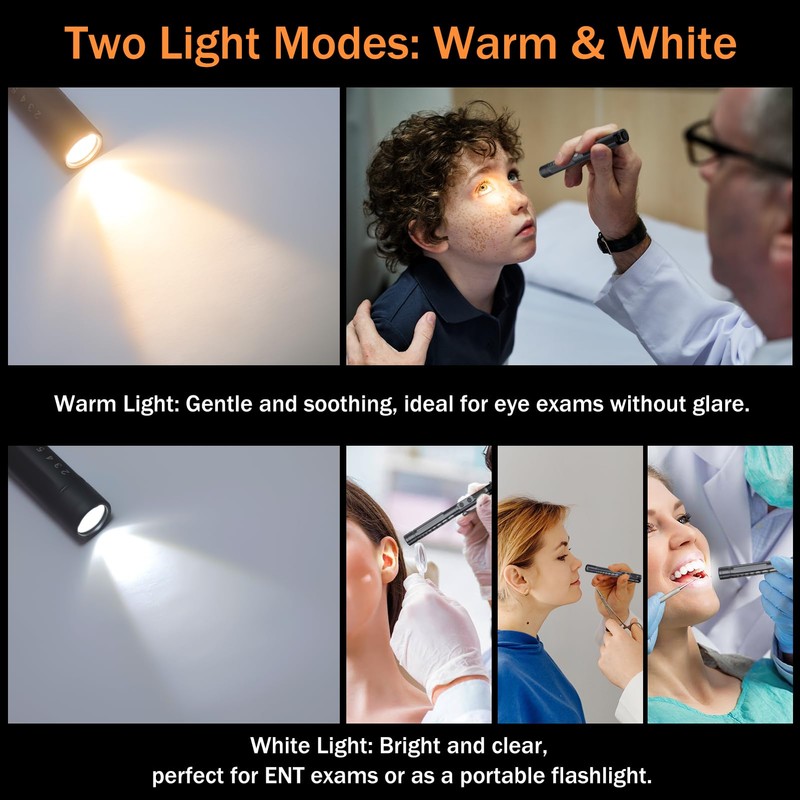 RISEMART Pen Light for Nurse, Rechargeable LED Medical PenLight, Warm/Cool