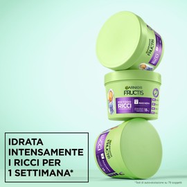 Garnier Fructis Maschera Idratante, Per Capelli Ricci Definiti Idratati e Morbidi, Arricchito con Acido Ialuronico e Burro di Karité, Metodo Ricci, 375 ml