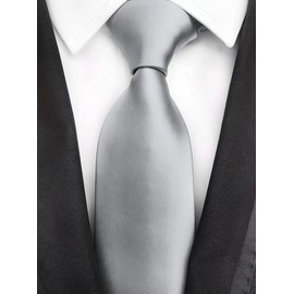 Beaface Men's Tie Solid Color Neckties For Men Business Wedding Formal Ties (Light Grey)