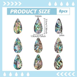 BENECREAT Pack of 8 Abalone Shell Pendants, Natural Abalone Shell Drop Pendants for Making Anklets, Necklaces and Bracelets, DIY Hole: 1.6 mm, Paua Shell, No Gemstone