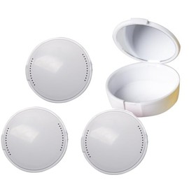 Etenpo Retainer Case with Mirror Pack of 4 Mouthguard Case with Vent Holes Aligner Case for Bathroom Organization and Travel Portable Denture Case (White)