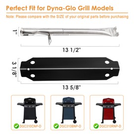AJinTeby Grill Replacement Parts for Dyna Glo DGC310CNP-D, DGC310BNP-D, DGC310RNP-D, Heat Plates Tents Shields, Burner Tubes for Dyna-Glo 3 Burner Open Cart Propane Gas Grills