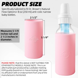 LuQiBabe (2-Pack, Pink) Silicone Baby Bottle Sleeves for Dr. Brown's Natural Flow Anti-Colic Options+ Narrow Baby Bottle 8 oz Reusable Baby Bottle Sleeve Dishwasher-Safe Bottle Cover for Baby