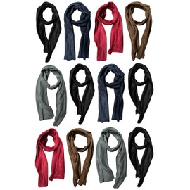 Yacht & Smith Warm Fleece Knit Winter Neck Scarfs and Bulk, Unisex Black, Plaid Stripe Design