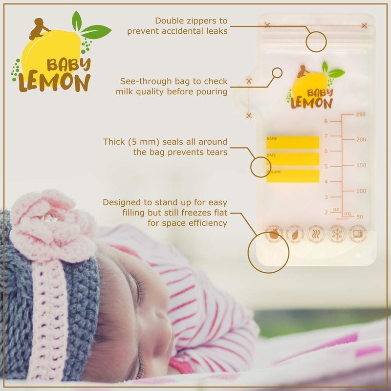 Baby Lemon Breast Milk Storage Bags with Spout - 8