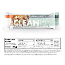 Clean Ready CLEAN Bar, SEA SALT DARK CHOCOLATE  24 TOTAL BARS NIB- NON GMO 15G PROTEIN