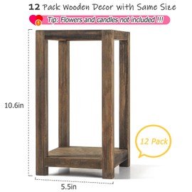 12 Pcs Wooden Wedding Lantern Centerpiece, Lantern Candle Holder Table Fireplace (No Candles & Flowers), Rustic Farmhouse Candle Lantern Decor for Home Christmas Wedding Party Table (12 PCS)