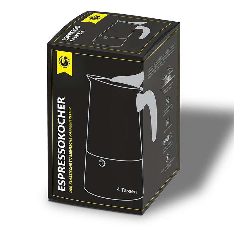 Coffee Fox® Espressokocher aus Edelstahl - Kaffeebereiter Kaffeekocher Espresso-Kanne (6