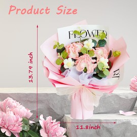 Chordobe Crochet Flower Carnation Bouquet: Handmade Artificial Flower Knitted Carnation Bouquet for Festival Wedding Graduation Anniversary (Pink)