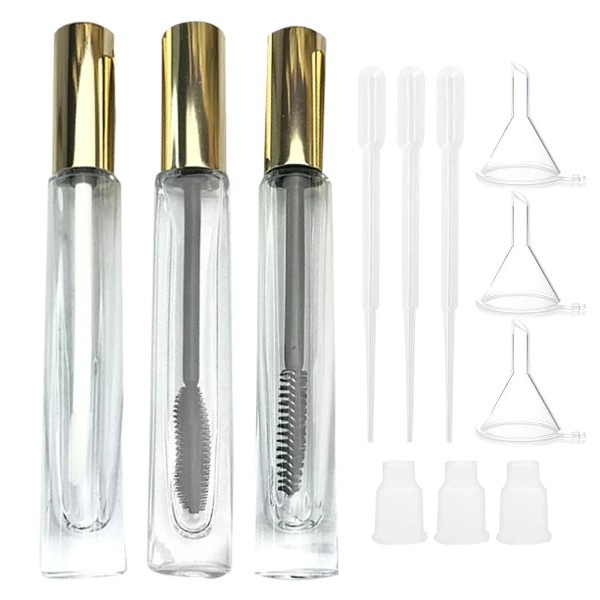Branded Empty Mascara Tube and Wand Glass, 3PCS 10ml Empty