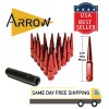 ARROW 24x 4.5" Tall Red M14x1.5 Spike Lug Nuts &