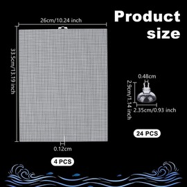 OLYCRAFT Pack of 4 Aquarium Dividers 33.5 x 26 cm Aquarium Dividers with 24 Suction Cups White Aquarium Filter Base Tray Can be Cut to Size Aquarium Divider for Aquarium Divider Mixed