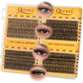 QUEWEL Cluster Lashes 4 Stile 480 STK Einzelne Wimpern 10-18 mm Wimpern Extensions geeignet für Anfänger, Lash Extension wiederverwendbar, Natürliches Make-up selbst zu Hause(30+40+50+60D)