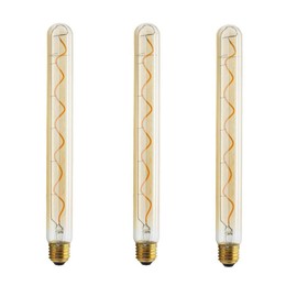 K JINGKELAI T300/T30 LED Tube Bulbs Dimmable 4W Vintage Edison LED Bulbs LED Tubular Spiral Filament Light Bulb, 4W(25W-40W Equivalent),Warm White 2000K, E26/E27 Medium Socket Base,3 Pack