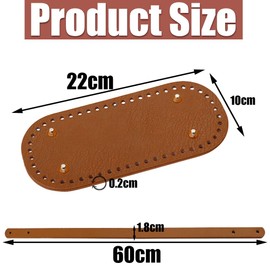 Zasvec Bag Base for Crocheting, Pack of 3, Bag Base PU with Bag Handle and Rivets, Faux Leather Base Bag, Crochet, PU Leather Bag Handles, Bag Base Set for Handbag, DIY, 22 cm