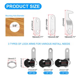 PATIKIL 5/8 Inch Black Cabinet Lock with Black Key, 2 Pack Zinc Alloy Cam Lock Cylinder RV Lock Set Keyed Alike for Cabinet RV Drawer Storage Door Tool Box