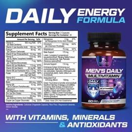 Nature's Nutrition Multivitamin for Men - Mens Multivitamins for Daily Nutritional Support, Men's Multivitamin with Vitamin A, C, D, E, B12, Zinc & More, Immune Health & Energy Support Vitamins Supplement - 60 Capsules