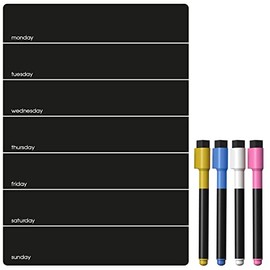 TMS A4 Magnetic Weekly Planner and Dry Wipe Pens, Small Fridge Magnet Whiteboard - Use as Calendar or Dry Erase Meal Planner for Kitchen, Office Notepad or Family Chore Chart