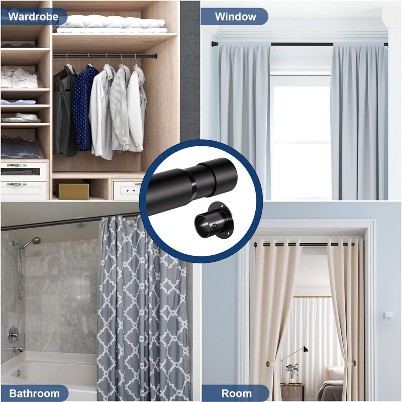 INSIMHEART Closet Rods for Hanging Clothes, 17-69in Heavy Duty Adjustable