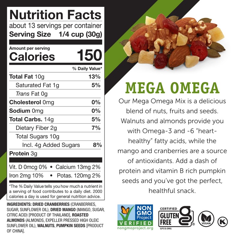 Power Up Trail Mix, Mega Omega Trail Mix, Non-GMO, Vegan,