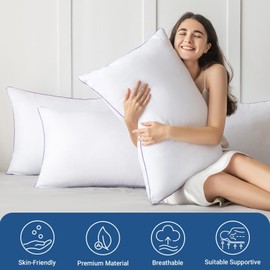 JOLLYVOGUE Pillows Standard Size Set of 4, Bed Pillows Set of 4, Cooling and Supportive Pillows with Super Soft Down Alternative Fill, Luxury Fluffy Hotel Quality for Side, Back and Stomach Sleepers