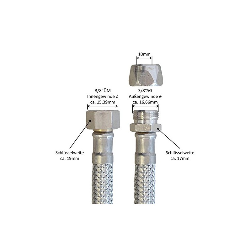 H2O-Flex® Reinforced hose 3/8 inch nut x 10 mm squeeze,