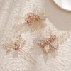 BERYUAN Wedding Rhinestone Hair Comb Set Pearls Flower Leaf Comb