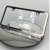 MotorVehicleParts New Slim 4 Holes Black Chrome License Plate Frame