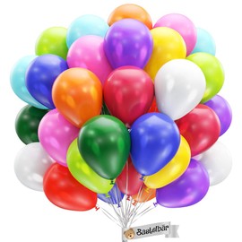 Organic Birthday Balloons [Pack of 50] Metallic • Made in EU • Certified Sustainable Organic Balloons • 100% Natural Latex • Diameter 34 cm • 10 Colours • Climate Neutral • Helium Balloons Colourful -