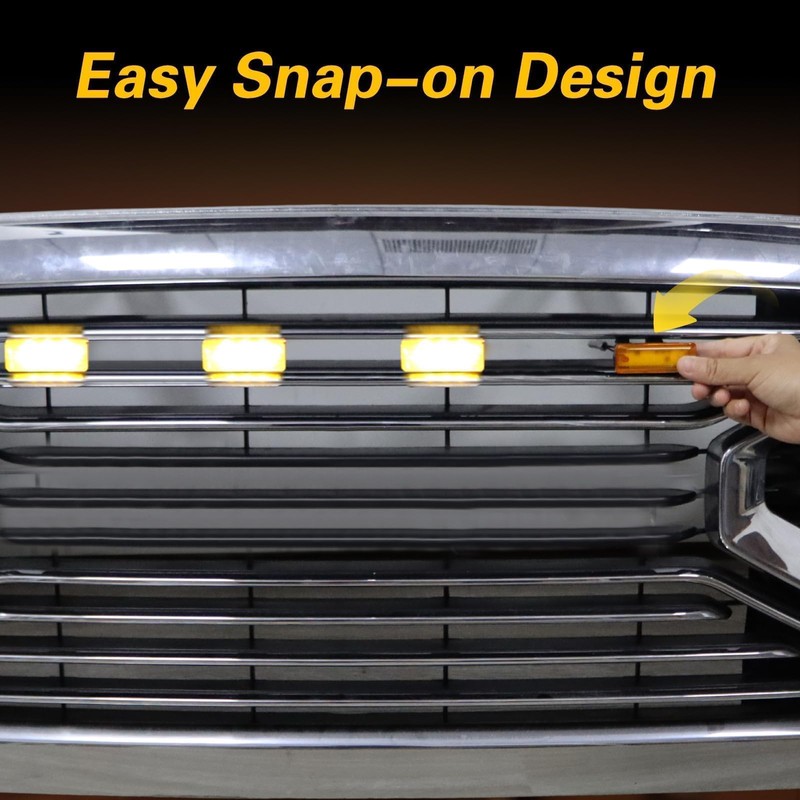 RUHUALIFE 4PCS LED Front Grille Lights Bars Compatible with Ram
