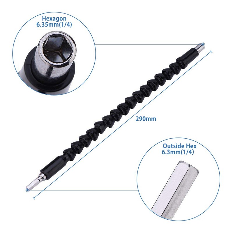 Flexible Extension Drill, 11.6inch Screwdriver Bit Extension Universal Flexible Shaft