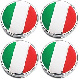 PTDecals Set of 4 PTDecals 60 mm Silver Wheel Centre Hub Caps Rim with IT Italy Flag Sticker for Vehicle Car Tarpaulin
