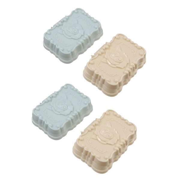 GUEDKIKL 4 Pack Soap Box, Delicated Rose Carved Soap Case