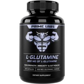 Prime Labs L-Glutamine Amino Acid Supplement 600mg for Muscle Recovery - 180ct.