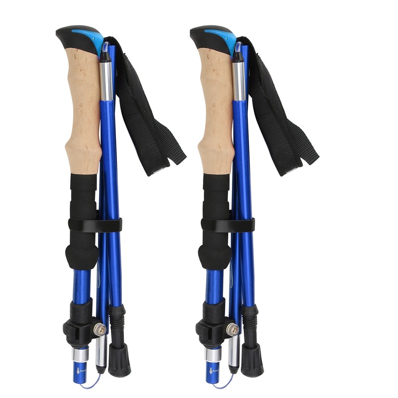 2pcs Foldable Hiking Poles Set Outdoor Walking Climbing Alpenstocks Collapsible