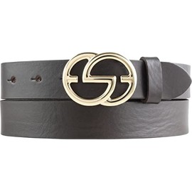 BELTINGER EMIL Women's Belt Made of Full Cowhide Leather, 3 cm, Slim Leather Belt for Women, 30 mm, Shiny Gold, Brown, Gold