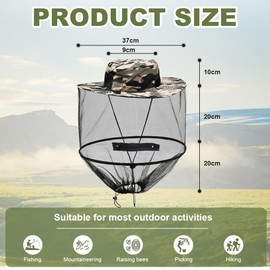 Zuxbolf Pack of 2 Hat with Mosquito Net Beekeeper Hat Foldable Mosquito Hat Sun Hat with Mosquito Head Net Mosquito Protection Breathable Fishing Hat Safari Hat Fishing Hat for Outdoor Hiking Camping