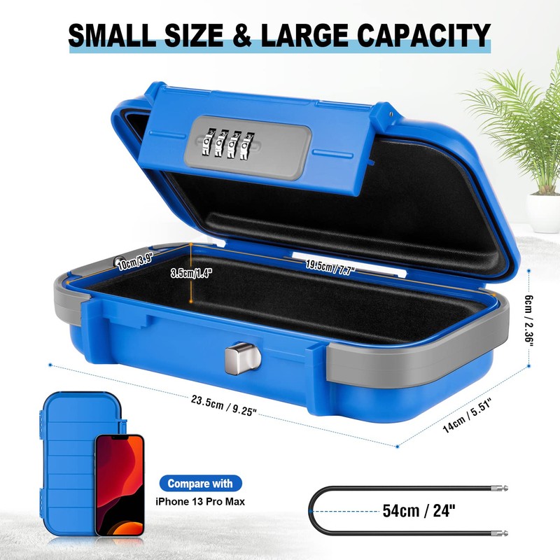 BKNOOU Portable Safe with Removable Chain, Anti-Theft Beach Safe Box,