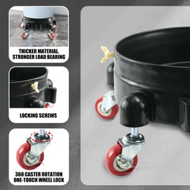 CNQLIS 5 Gallon Ducket Dolly with Wheels - Rolling Detailing Wash Bucket Cart with 5 Wheels and 2 Locking Casters, Fits 2.5, 4, 5 Gallon Buckets - Easy Mobility for Car Detailing and Cleaning